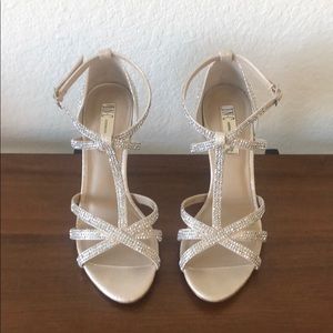 Silver jeweled heels